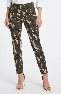 Redemption Slim Trousers Green Camouflage  Zip Ankle Cotton Blend size 44 (10)